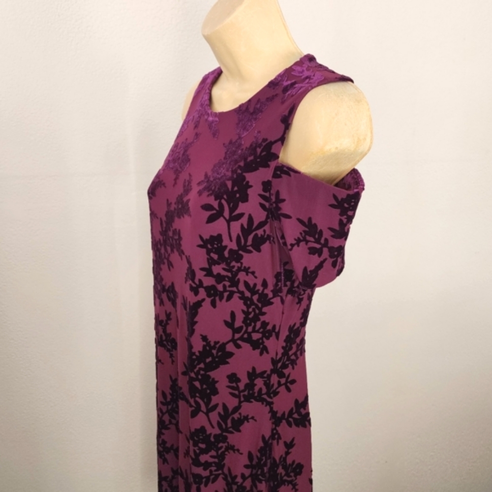 Calvin Klein Dress Velvet Burnout Sheath Purple Size 4 - Picture 4 of 13